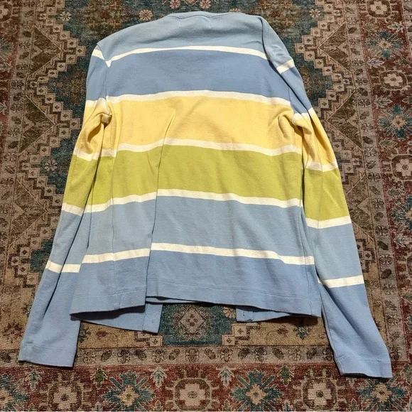 Two piece tank top and cardigan Blue, lime green, & yellow striped Size petite - Picture 7 of 8